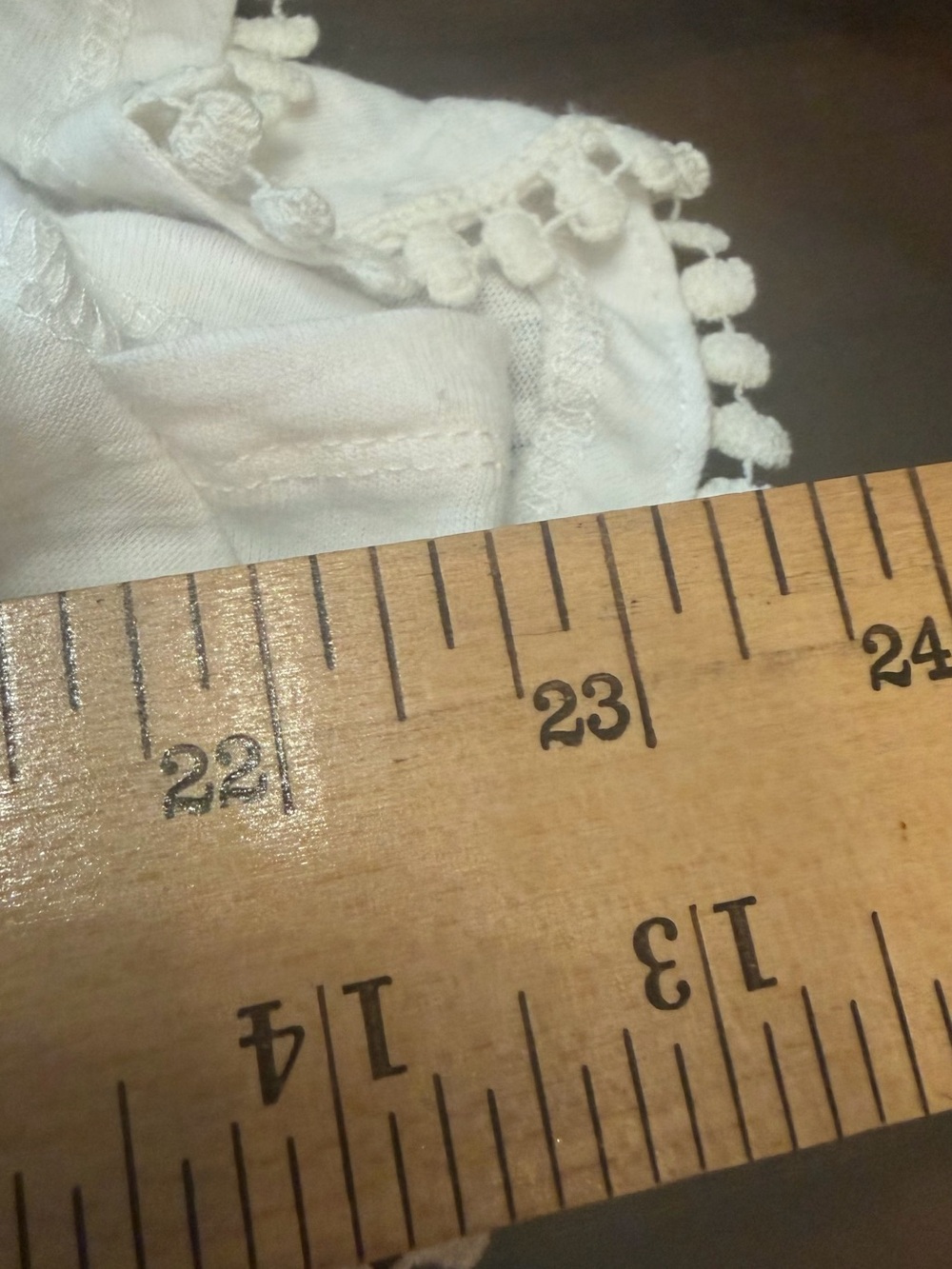 White Crochet-Trim Short Sleeve Women's Top - Picture 3 of 5